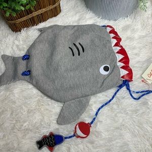 🆕 Cat & Jack Grey Shark Drawstring Backpack Cinch Sack Bag